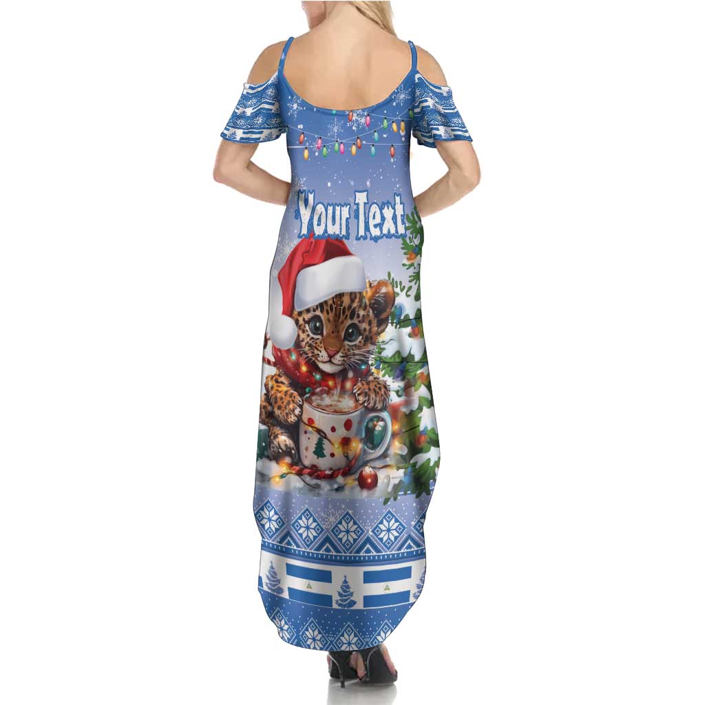 Personalized Nicaragua Christmas Family Matching Summer Maxi Dress and Hawaiian Shirt Panthera Onca Cute With Christmas Tree - Wonder Print Shop