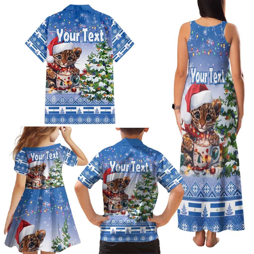Personalized Nicaragua Christmas Family Matching Tank Maxi Dress and Hawaiian Shirt Panthera Onca Cute With Christmas Tree - Wonder Print Shop