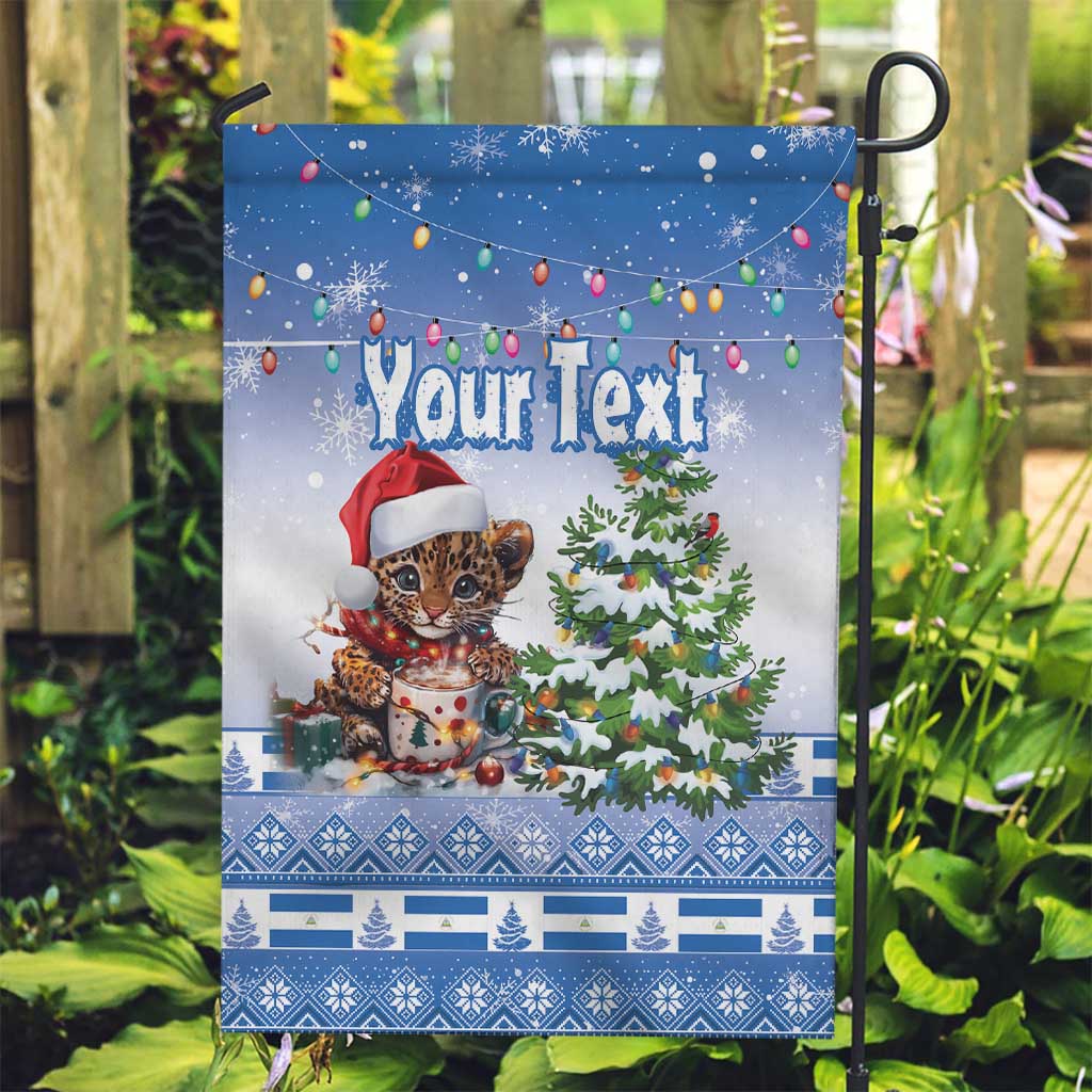Personalized Nicaragua Christmas Garden Flag Panthera Onca Cute With Christmas Tree - Wonder Print Shop