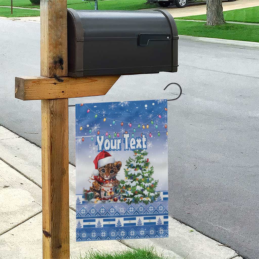 Personalized Nicaragua Christmas Garden Flag Panthera Onca Cute With Christmas Tree - Wonder Print Shop