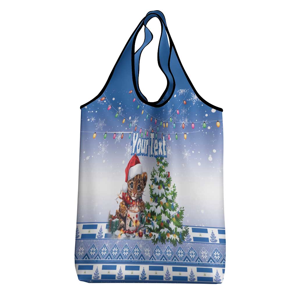 Personalized Nicaragua Christmas Grocery Bag Panthera Onca Cute With Christmas Tree