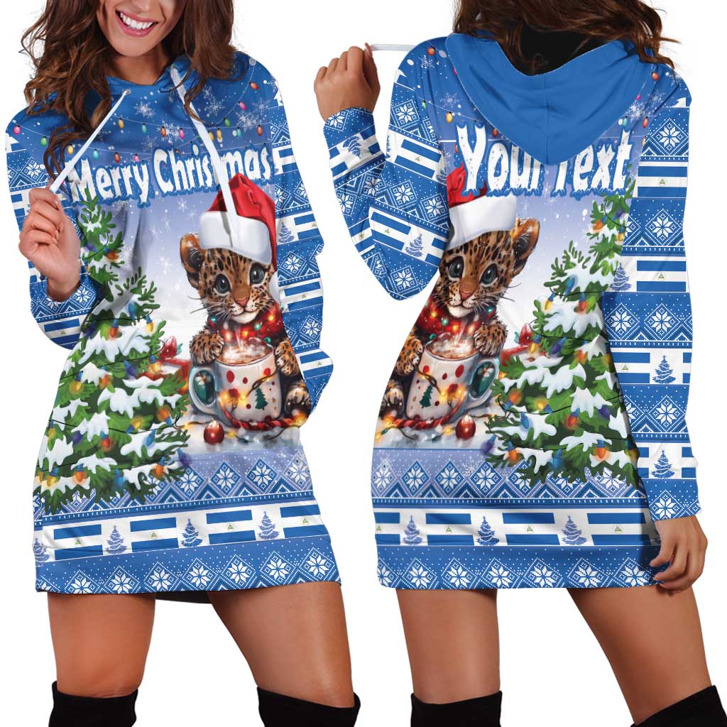 Personalized Nicaragua Christmas Hoodie Dress Panthera Onca Cute With Christmas Tree - Wonder Print Shop