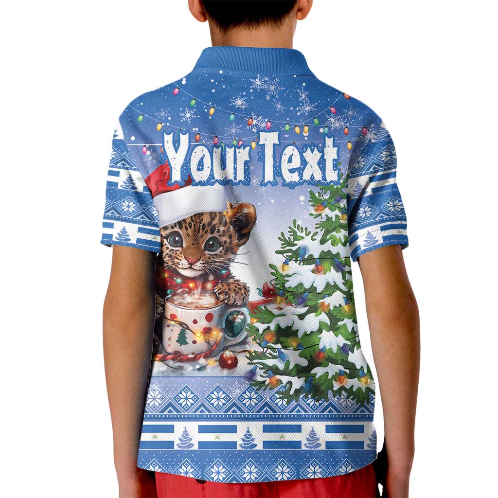 Personalized Nicaragua Christmas Kid Polo Shirt Panthera Onca Cute With Christmas Tree - Wonder Print Shop