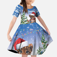 Personalized Nicaragua Christmas Kid Short Sleeve Dress Panthera Onca Cute With Christmas Tree - Wonder Print Shop