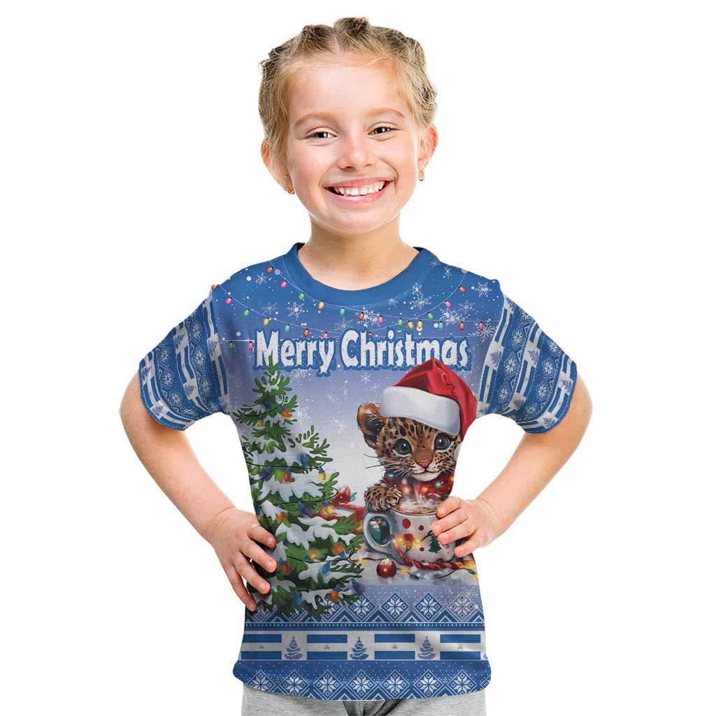 Personalized Nicaragua Christmas Kid T Shirt Panthera Onca Cute With Christmas Tree - Wonder Print Shop