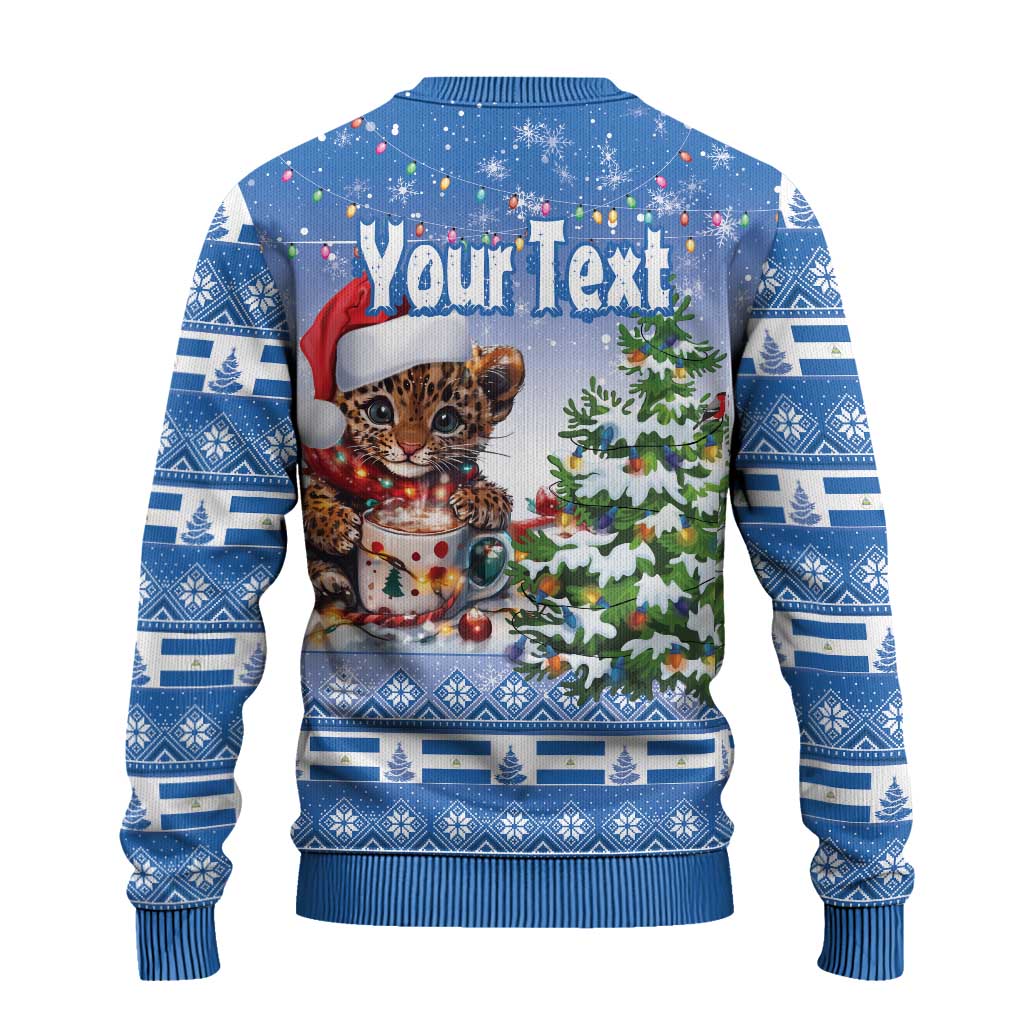 Personalized Nicaragua Christmas Ugly Christmas Sweater Panthera Onca Cute With Christmas Tree - Wonder Print Shop