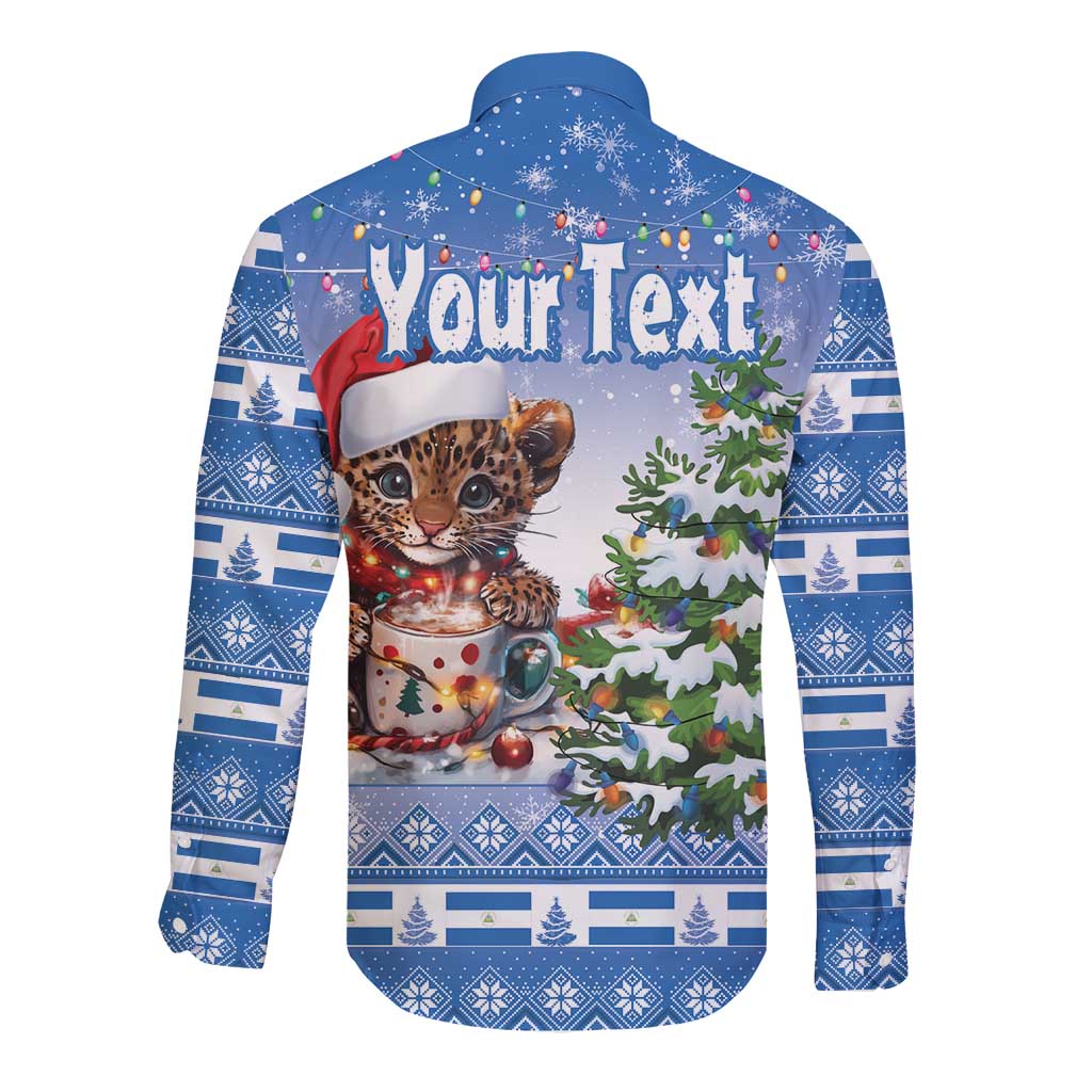 Personalized Nicaragua Christmas Long Sleeve Button Shirt Panthera Onca Cute With Christmas Tree - Wonder Print Shop