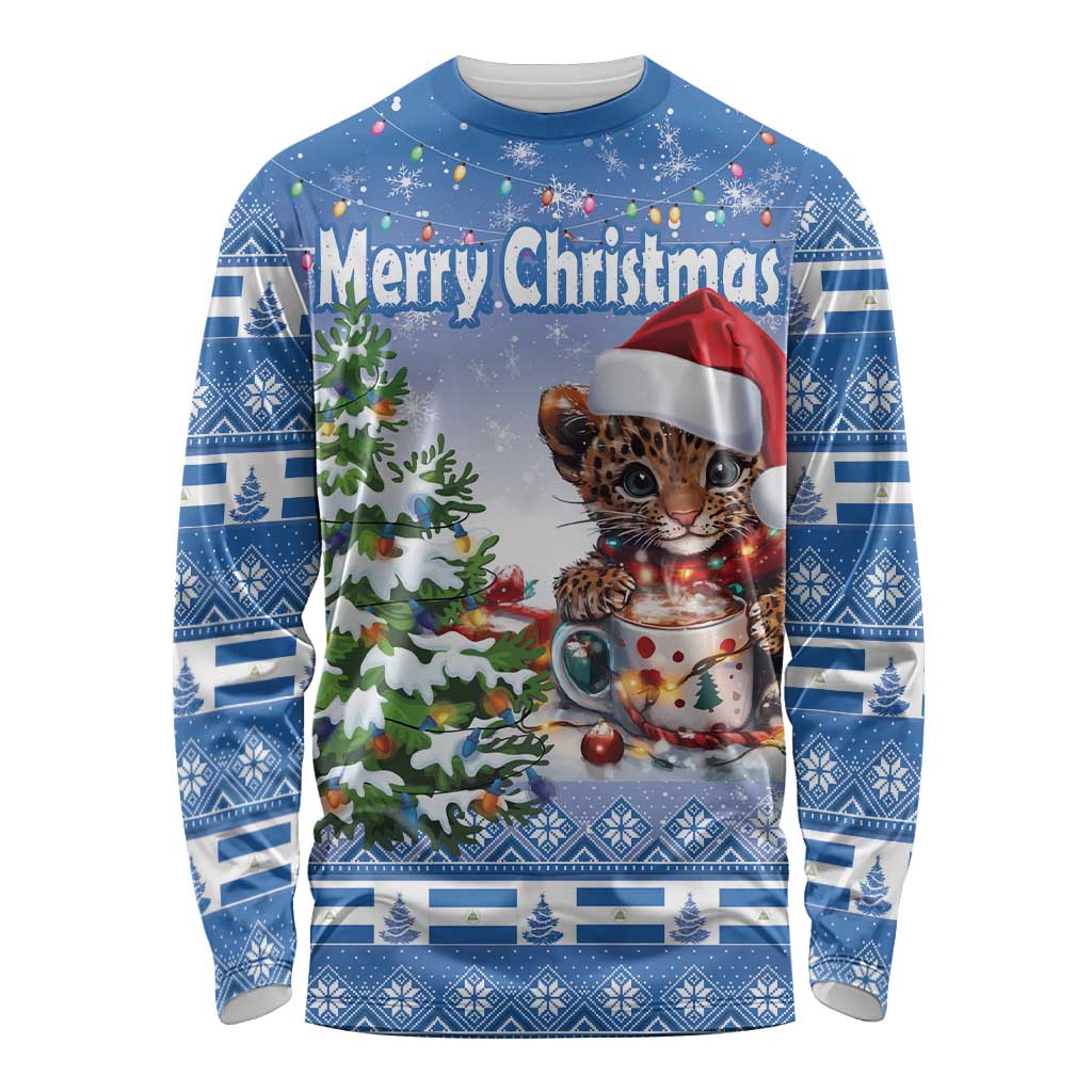 Personalized Nicaragua Christmas Long Sleeve Shirt Panthera Onca Cute With Christmas Tree - Wonder Print Shop