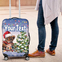 Personalized Nicaragua Christmas Luggage Cover Panthera Onca Cute With Christmas Tree - Wonder Print Shop