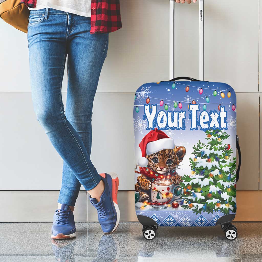 Personalized Nicaragua Christmas Luggage Cover Panthera Onca Cute With Christmas Tree - Wonder Print Shop