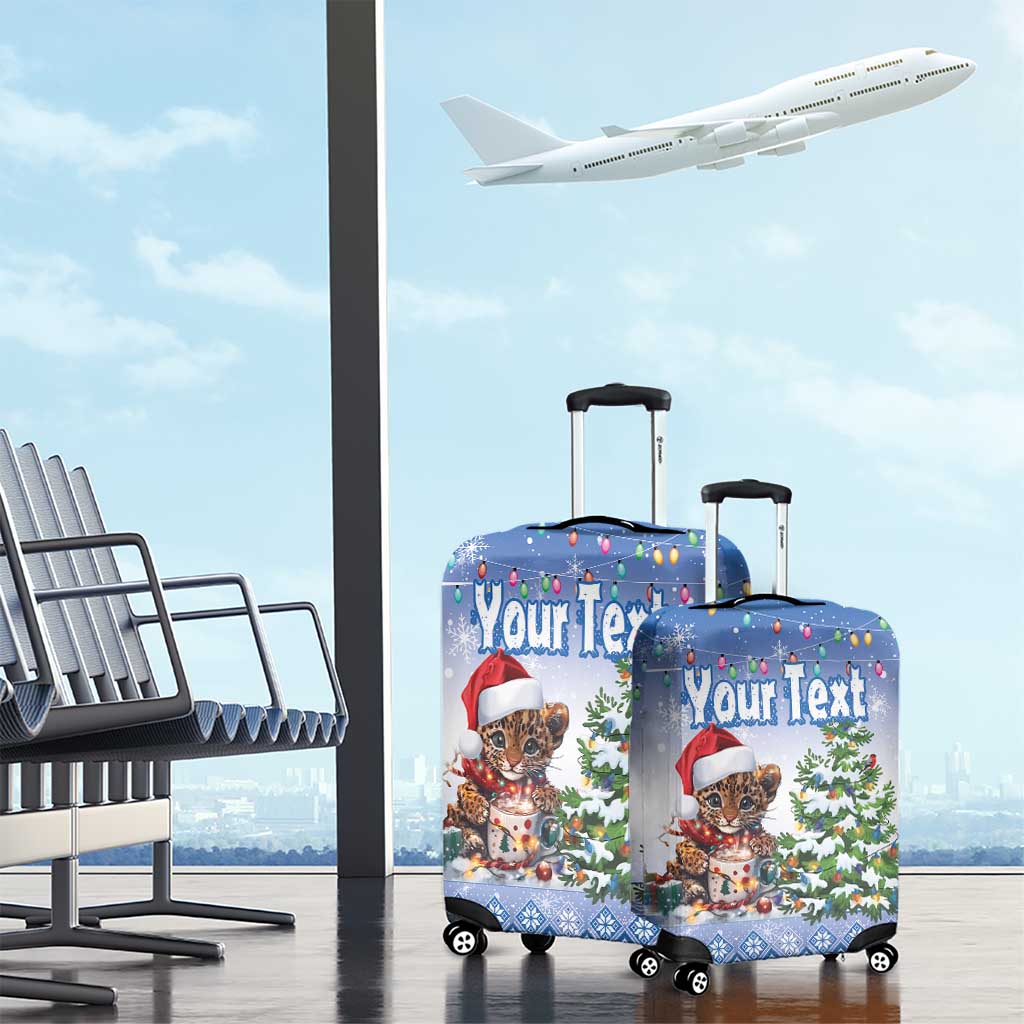 Personalized Nicaragua Christmas Luggage Cover Panthera Onca Cute With Christmas Tree - Wonder Print Shop