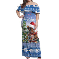 Personalized Nicaragua Christmas Off Shoulder Maxi Dress Panthera Onca Cute With Christmas Tree - Wonder Print Shop