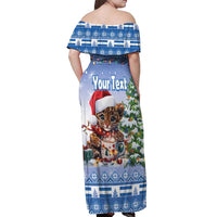 Personalized Nicaragua Christmas Off Shoulder Maxi Dress Panthera Onca Cute With Christmas Tree - Wonder Print Shop