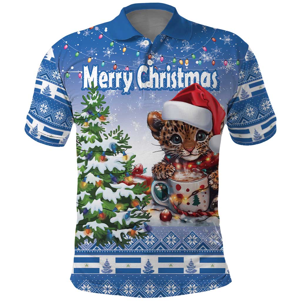 Personalized Nicaragua Christmas Polo Shirt Panthera Onca Cute With Christmas Tree - Wonder Print Shop