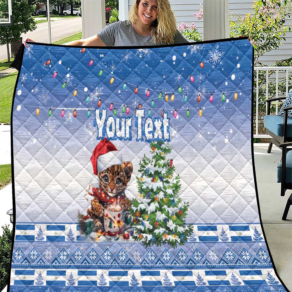 Personalized Nicaragua Christmas Quilt Panthera Onca Cute With Christmas Tree - Wonder Print Shop