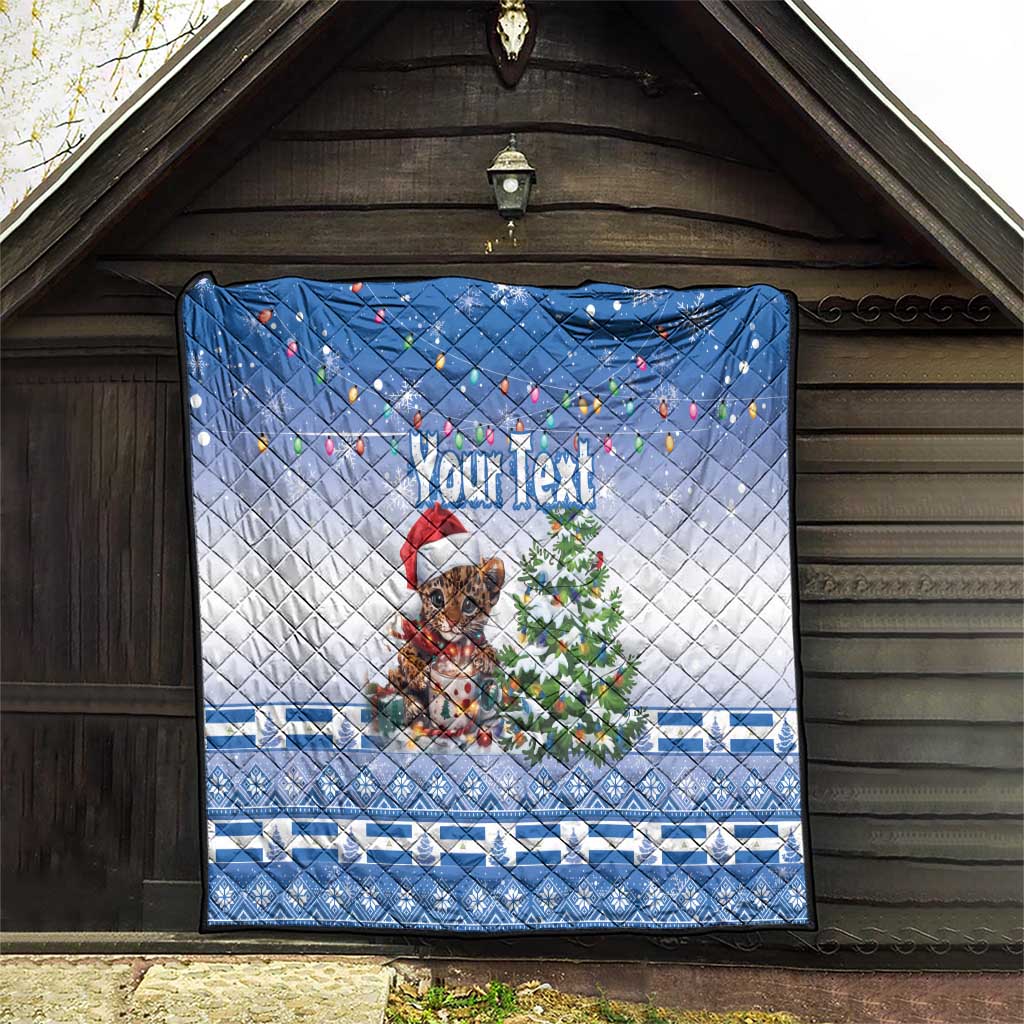 Personalized Nicaragua Christmas Quilt Panthera Onca Cute With Christmas Tree - Wonder Print Shop