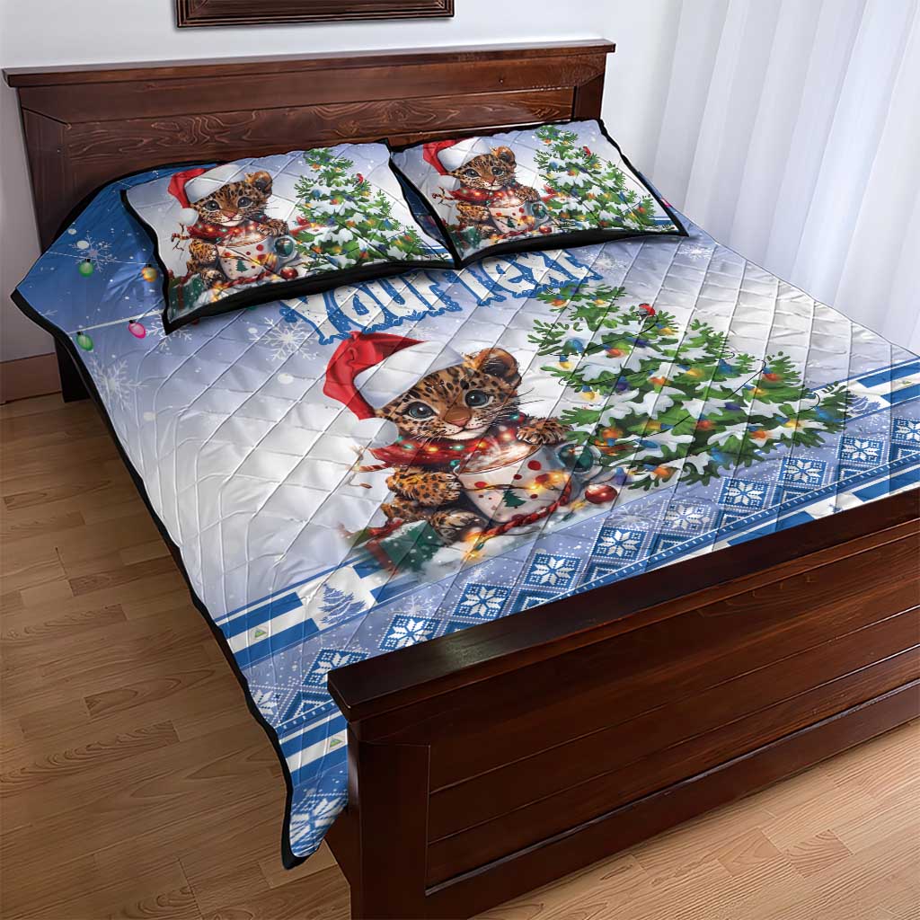 Personalized Nicaragua Christmas Quilt Bed Set Panthera Onca Cute With Christmas Tree - Wonder Print Shop