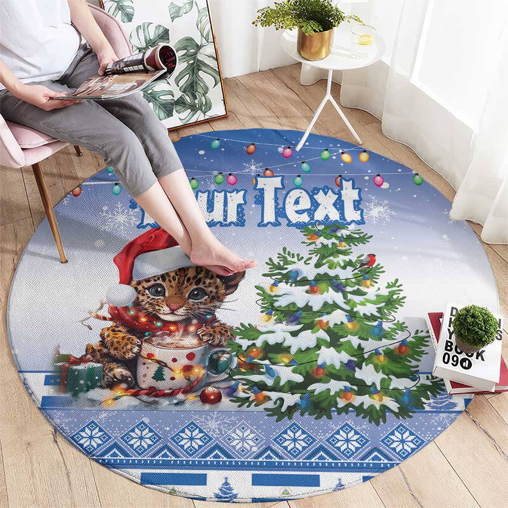 Personalized Nicaragua Christmas Round Carpet Panthera Onca Cute With Christmas Tree