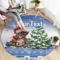 Personalized Nicaragua Christmas Round Carpet Panthera Onca Cute With Christmas Tree