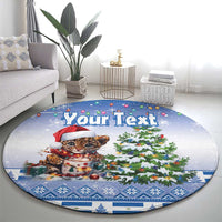 Personalized Nicaragua Christmas Round Carpet Panthera Onca Cute With Christmas Tree