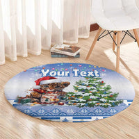Personalized Nicaragua Christmas Round Carpet Panthera Onca Cute With Christmas Tree