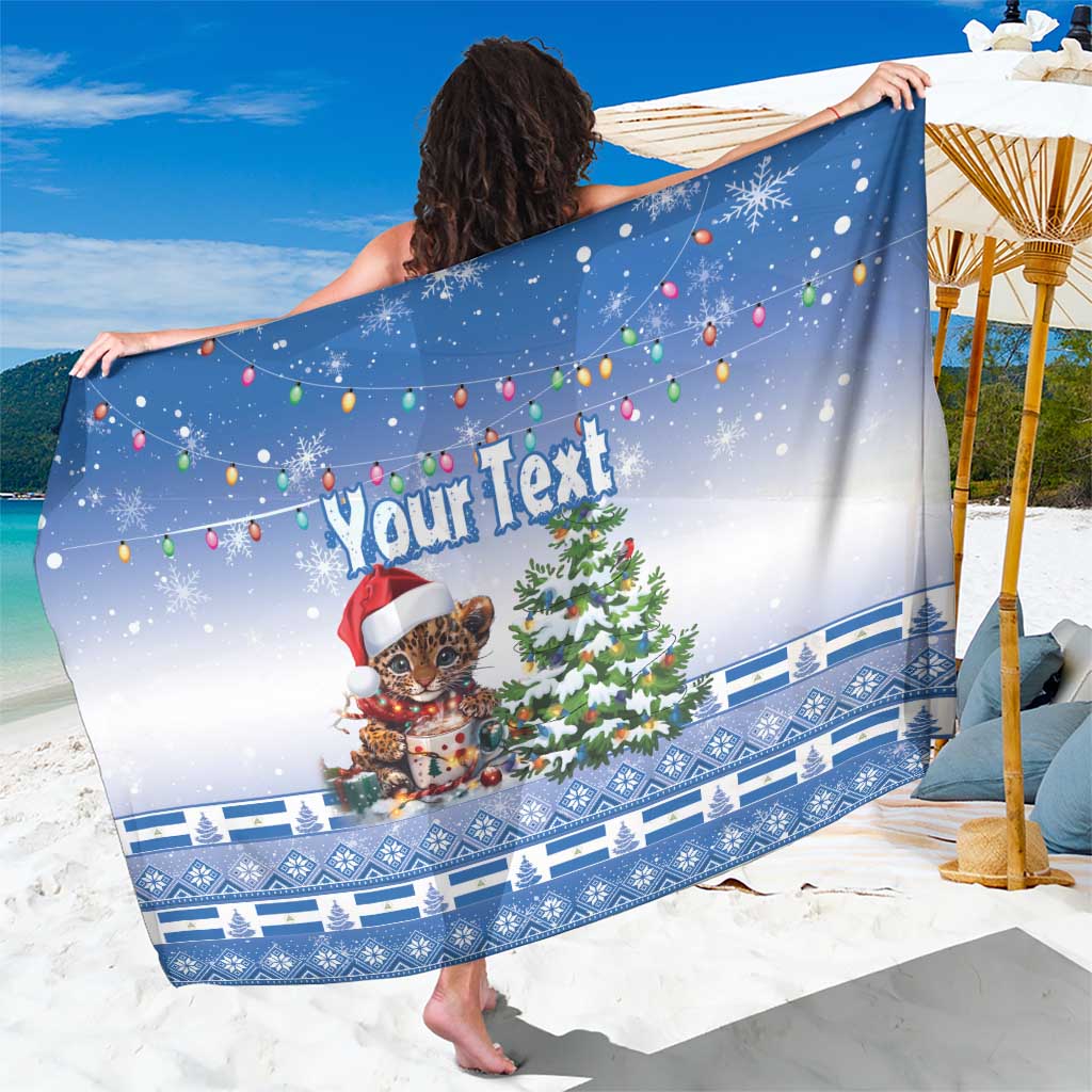 Personalized Nicaragua Christmas Sarong Panthera Onca Cute With Christmas Tree - Wonder Print Shop