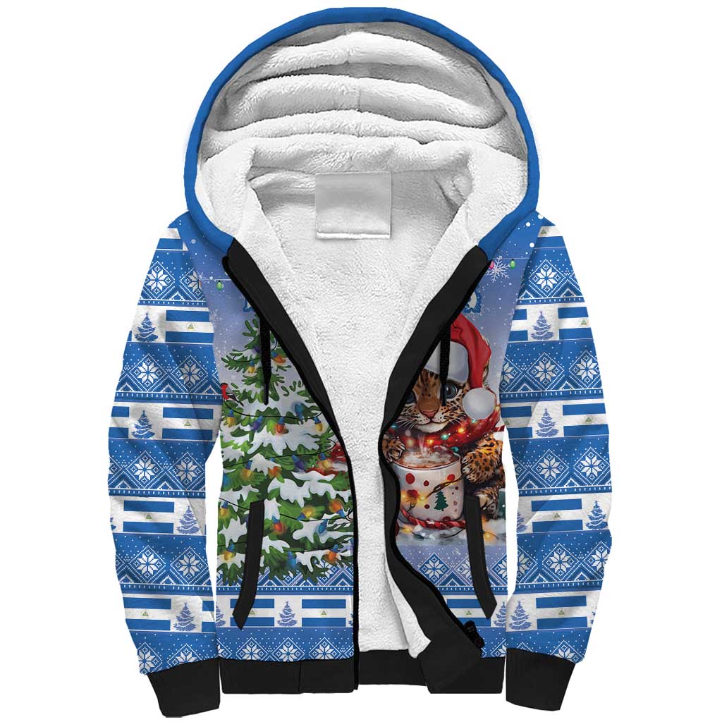 Personalized Nicaragua Christmas Sherpa Hoodie Panthera Onca Cute With Christmas Tree - Wonder Print Shop
