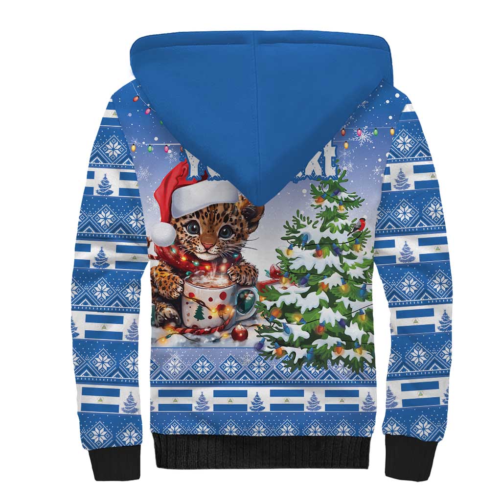 Personalized Nicaragua Christmas Sherpa Hoodie Panthera Onca Cute With Christmas Tree - Wonder Print Shop
