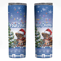 Personalized Nicaragua Christmas Skinny Tumbler Panthera Onca Cute With Christmas Tree - Wonder Print Shop