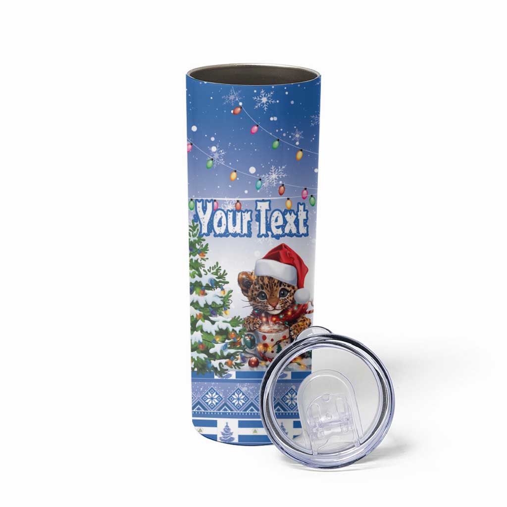 Personalized Nicaragua Christmas Skinny Tumbler Panthera Onca Cute With Christmas Tree - Wonder Print Shop