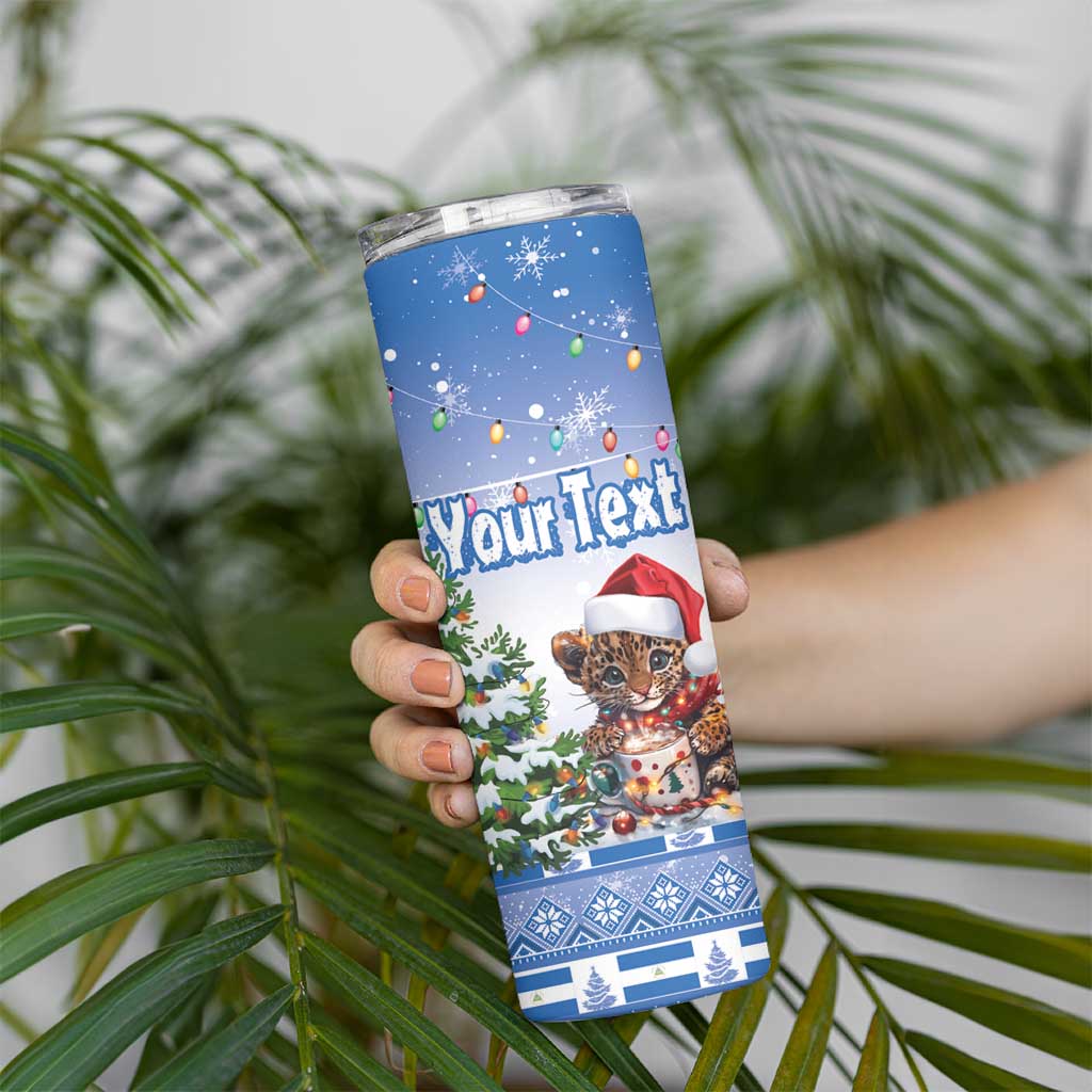 Personalized Nicaragua Christmas Skinny Tumbler Panthera Onca Cute With Christmas Tree - Wonder Print Shop
