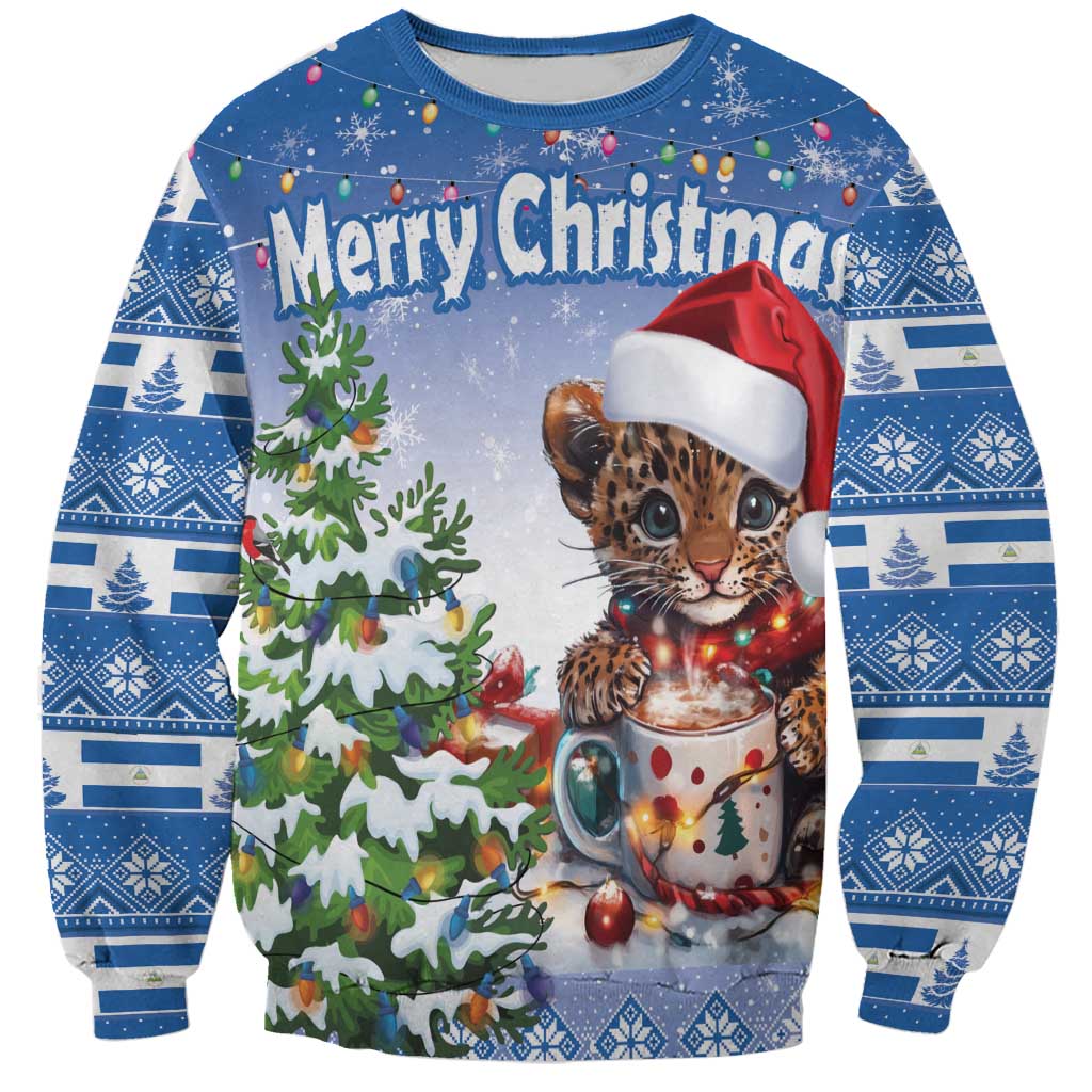 Personalized Nicaragua Christmas Sweatshirt Panthera Onca Cute With Christmas Tree - Wonder Print Shop