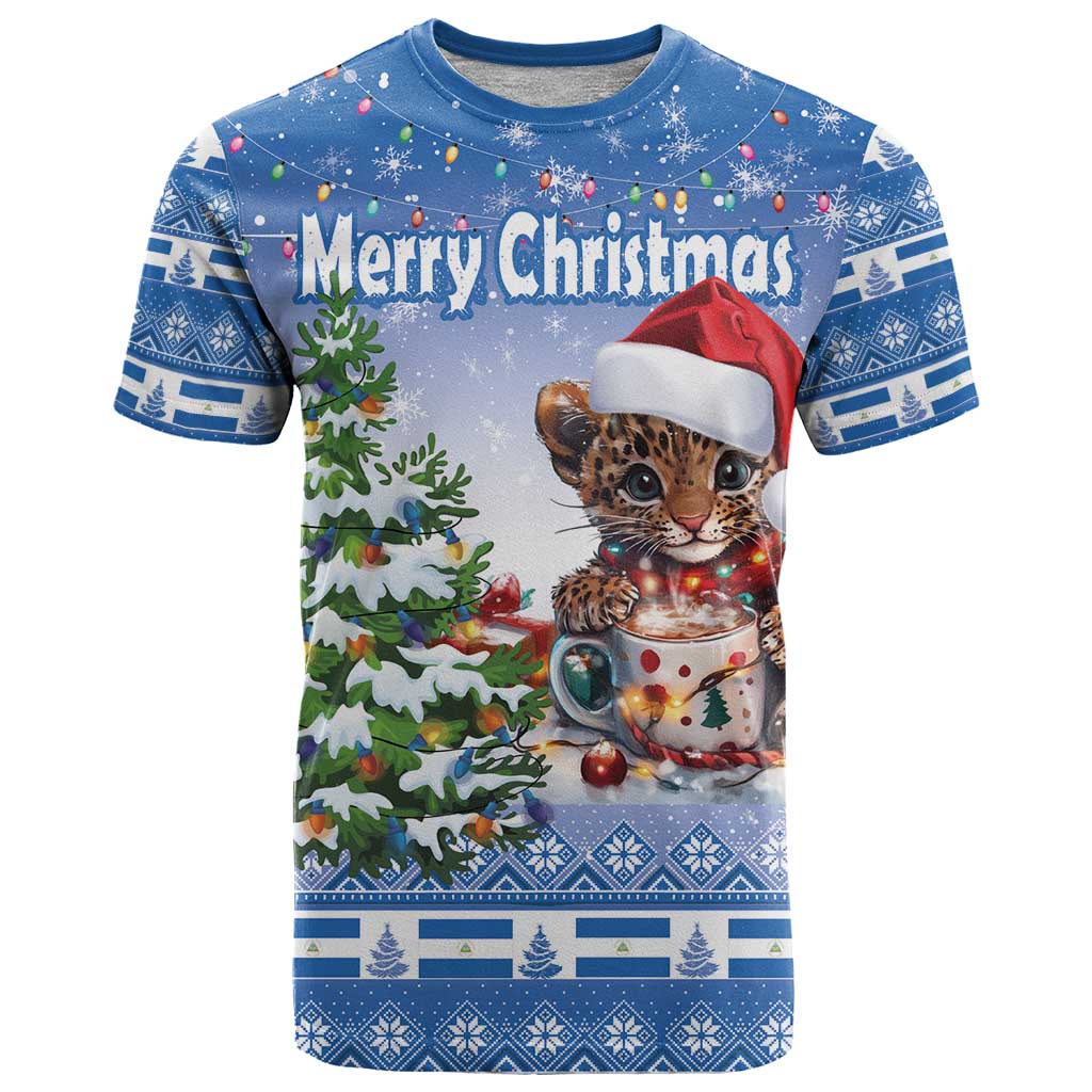 Personalized Nicaragua Christmas T Shirt Panthera Onca Cute With Christmas Tree - Wonder Print Shop