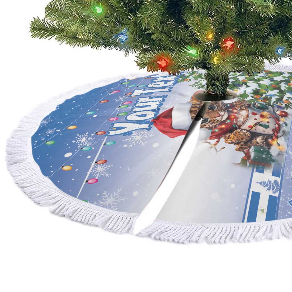 Personalized Nicaragua Christmas Tree Skirt Panthera Onca Cute With Christmas Tree - Wonder Print Shop
