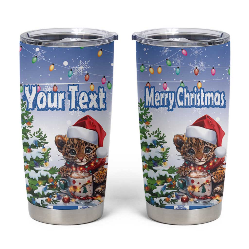 Personalized Nicaragua Christmas Tumbler Cup Panthera Onca Cute With Christmas Tree - Wonder Print Shop