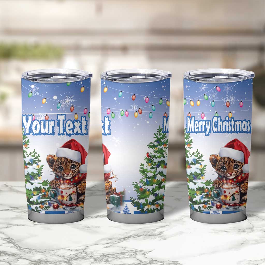 Personalized Nicaragua Christmas Tumbler Cup Panthera Onca Cute With Christmas Tree - Wonder Print Shop