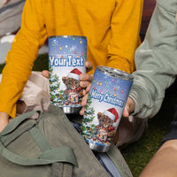 Personalized Nicaragua Christmas Tumbler Cup Panthera Onca Cute With Christmas Tree - Wonder Print Shop