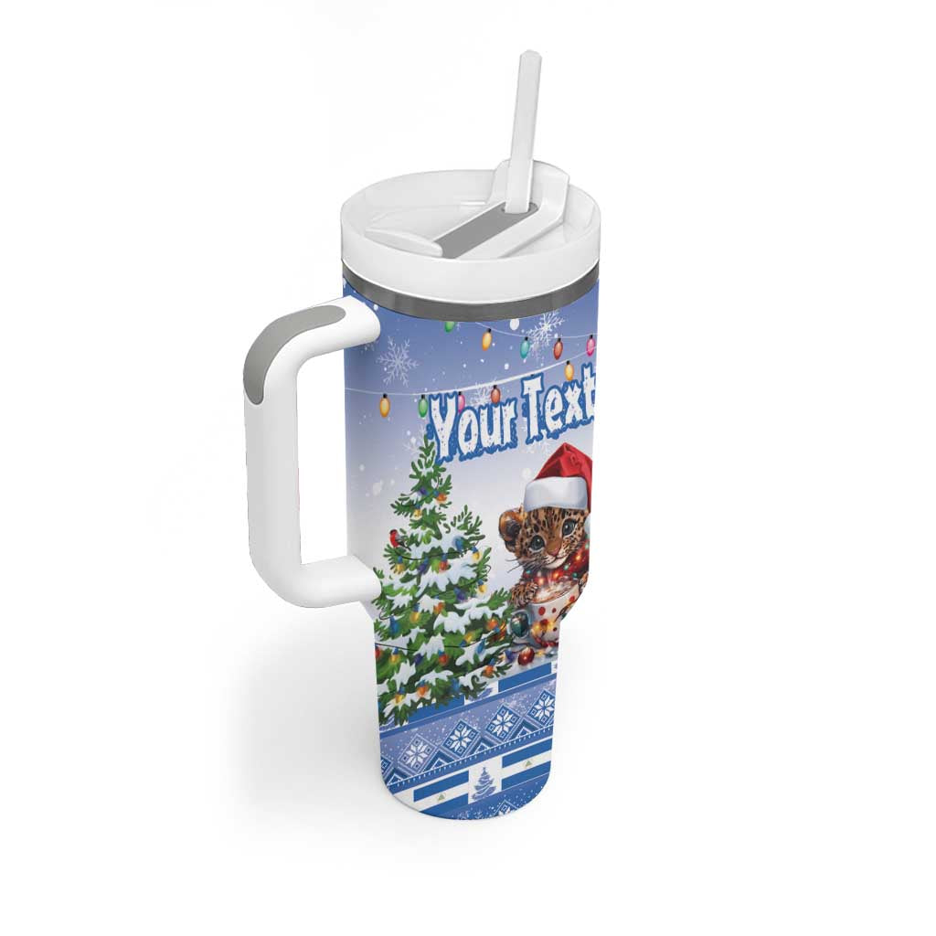 Personalized Nicaragua Christmas Tumbler With Handle Panthera Onca Cute With Christmas Tree - Wonder Print Shop
