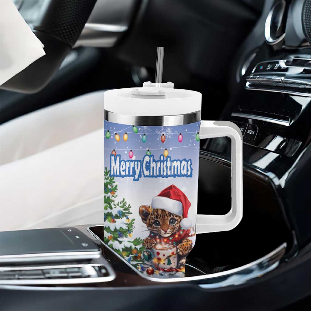 Personalized Nicaragua Christmas Tumbler With Handle Panthera Onca Cute With Christmas Tree - Wonder Print Shop