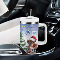 Personalized Nicaragua Christmas Tumbler With Handle Panthera Onca Cute With Christmas Tree - Wonder Print Shop