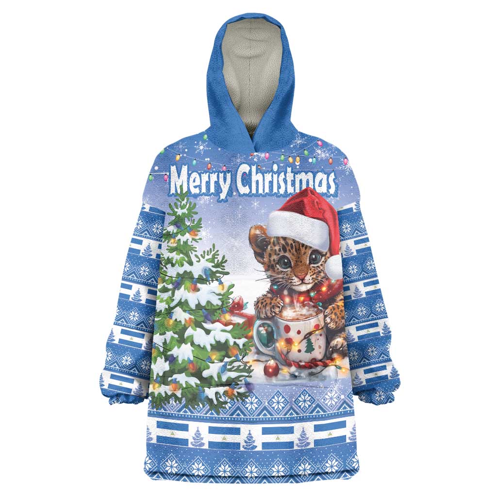 Personalized Nicaragua Christmas Wearable Blanket Hoodie Panthera Onca Cute With Christmas Tree - Wonder Print Shop