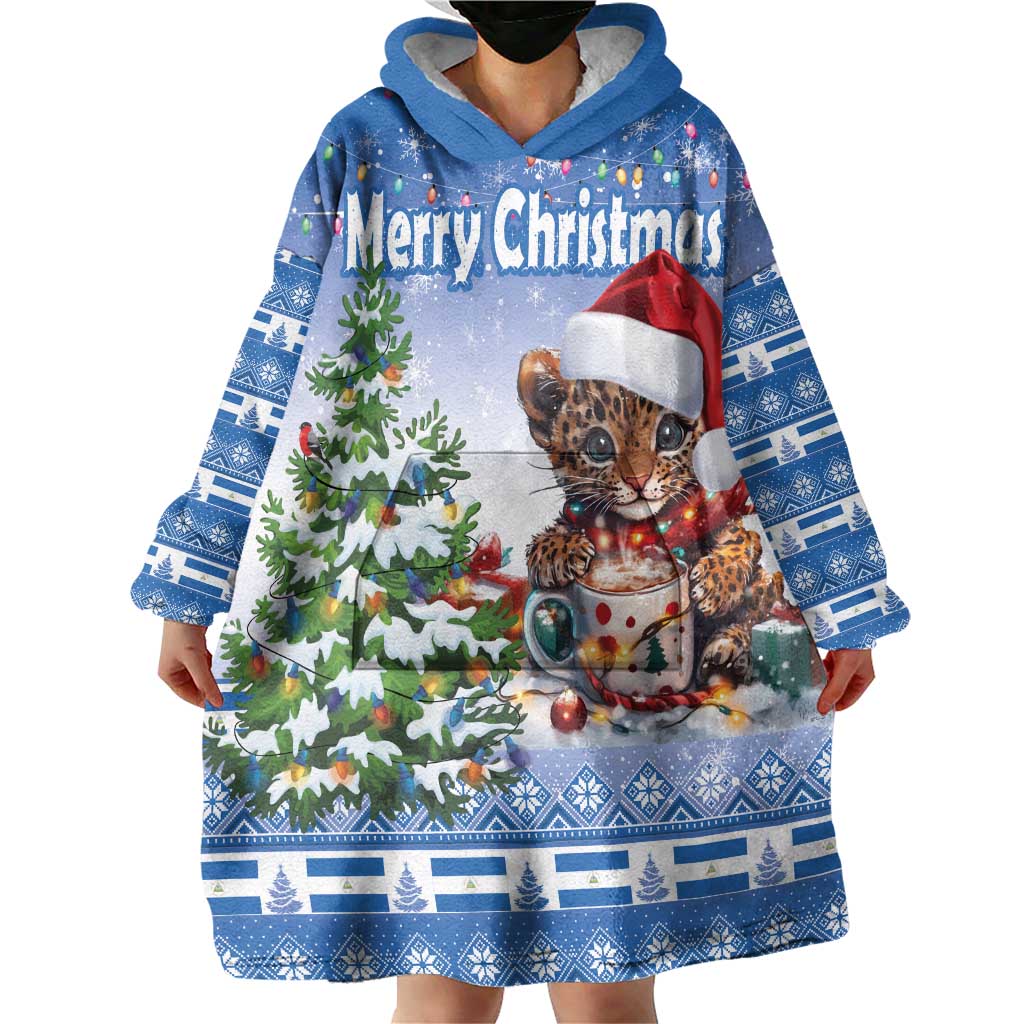 Personalized Nicaragua Christmas Wearable Blanket Hoodie Panthera Onca Cute With Christmas Tree - Wonder Print Shop
