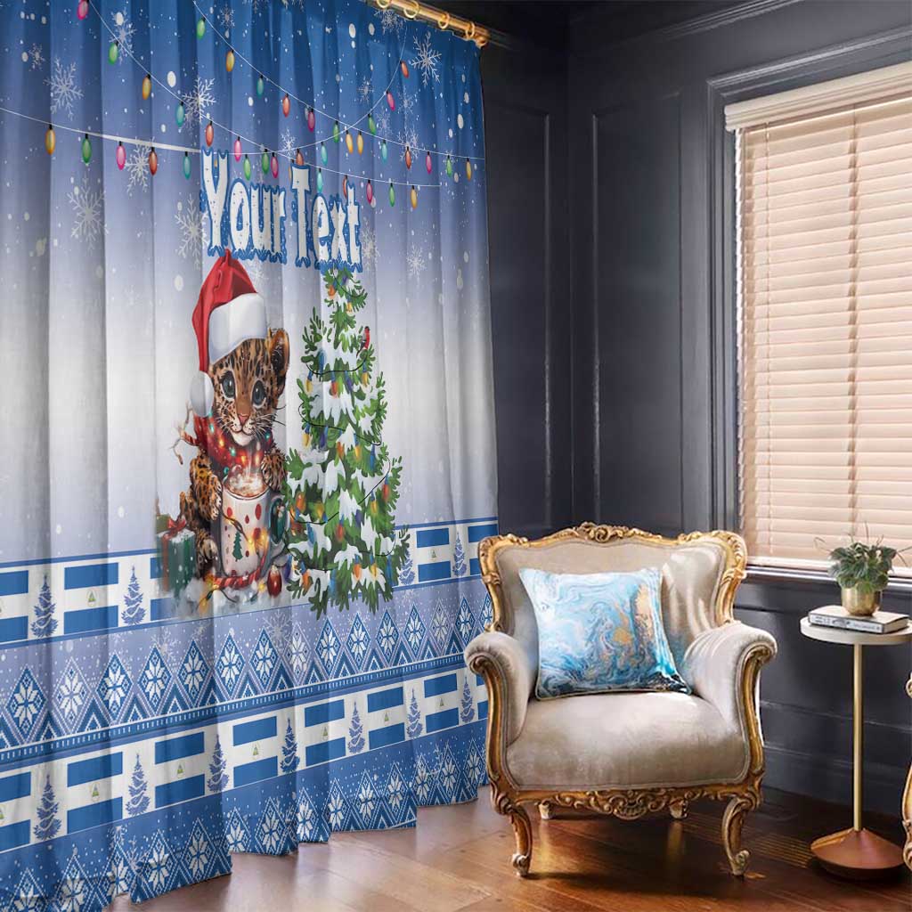 Personalized Nicaragua Christmas Window Curtain Panthera Onca Cute With Christmas Tree - Wonder Print Shop