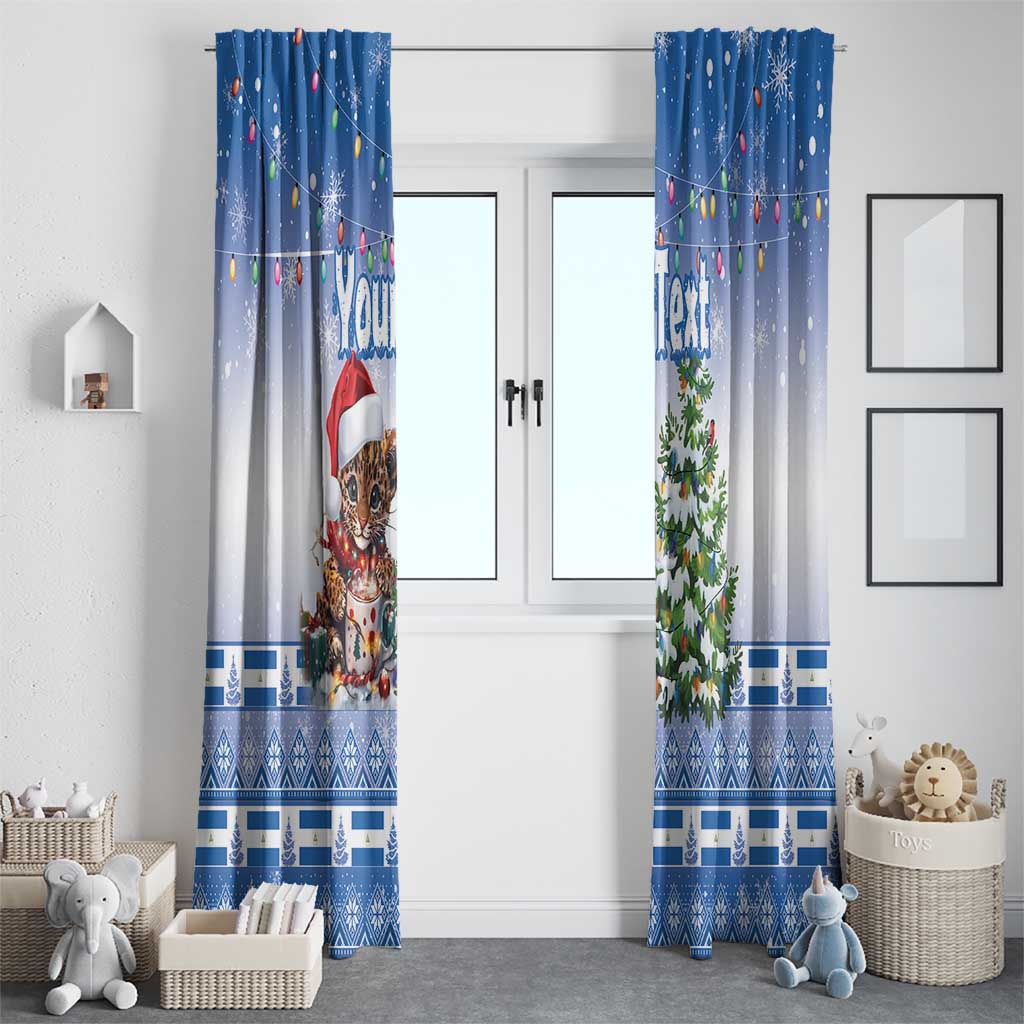 Personalized Nicaragua Christmas Window Curtain Panthera Onca Cute With Christmas Tree - Wonder Print Shop