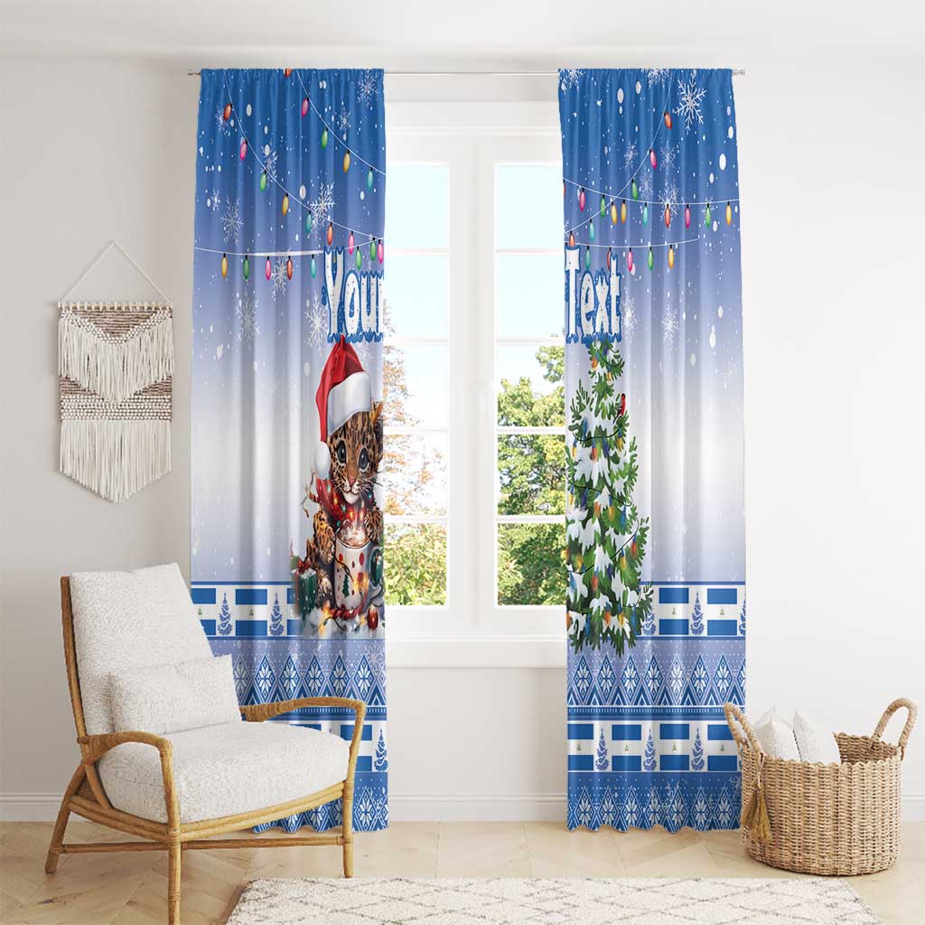 Personalized Nicaragua Christmas Window Curtain Panthera Onca Cute With Christmas Tree - Wonder Print Shop