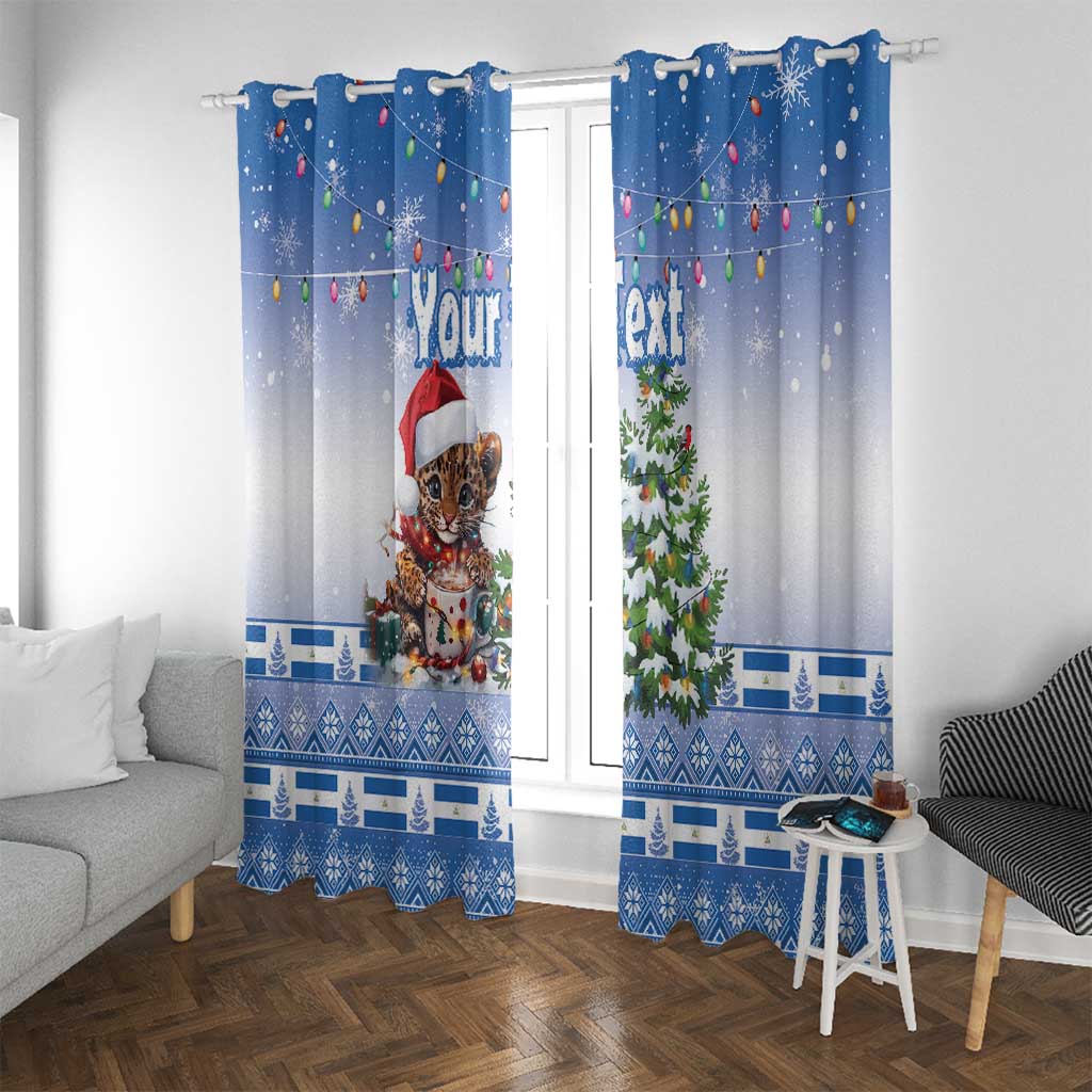Personalized Nicaragua Christmas Window Curtain Panthera Onca Cute With Christmas Tree - Wonder Print Shop