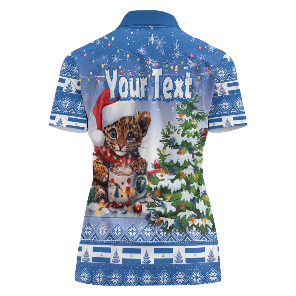 Personalized Nicaragua Christmas Women Polo Shirt Panthera Onca Cute With Christmas Tree - Wonder Print Shop