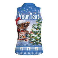 Personalized Nicaragua Christmas Women Sleeveless Polo Shirt Panthera Onca Cute With Christmas Tree - Wonder Print Shop
