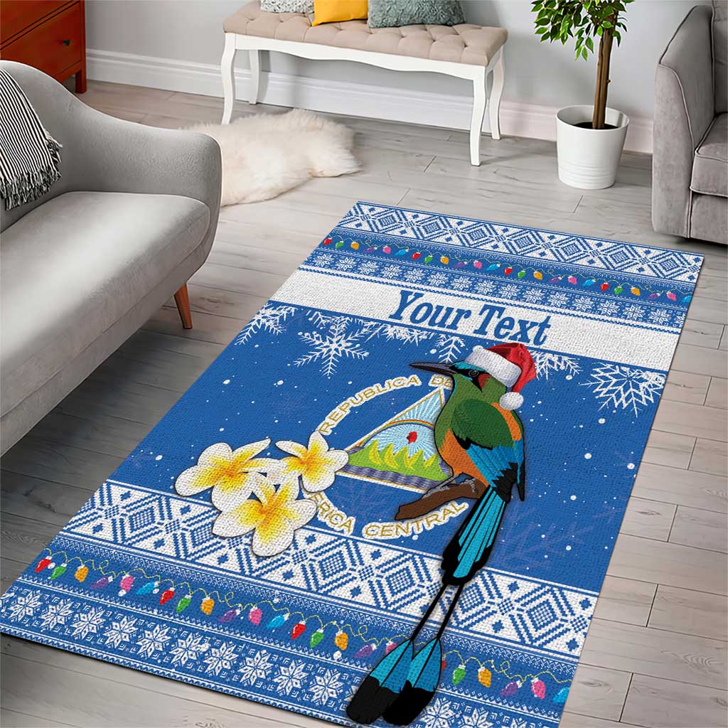 Personalized Nicaragua Christmas Area Rug Turquoise-Browed Motmot With Coat Of Arms - Wonder Print Shop
