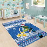 Personalized Nicaragua Christmas Area Rug Turquoise-Browed Motmot With Coat Of Arms - Wonder Print Shop
